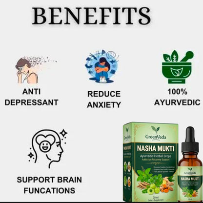 NASHA MUKTI Ayurvedic Herbal Drops (BUY 1 GET 1 FREE) 30 Days Money Back Gurantee.