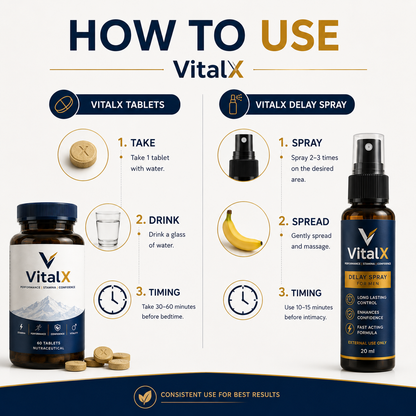 VitalX Tablets + Endurance Spray Combo | 30 DAYS MONEY BACK GURANTEE