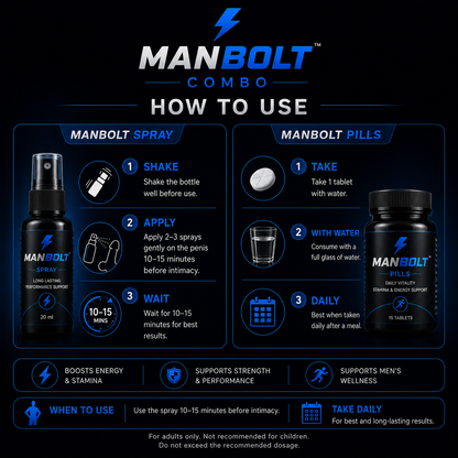 ManBolt Pills + Spray Combo | 30 DAYS  MONEY BACK GURANTEE