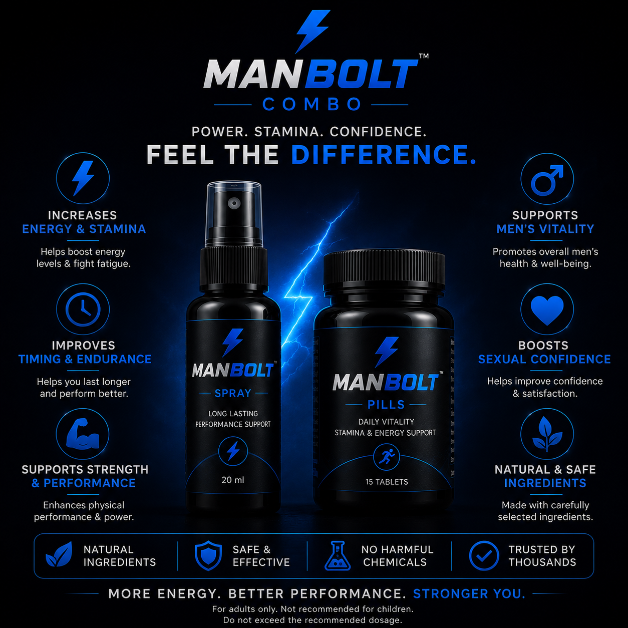 ManBolt Pills + Spray Combo | 30 DAYS  MONEY BACK GURANTEE