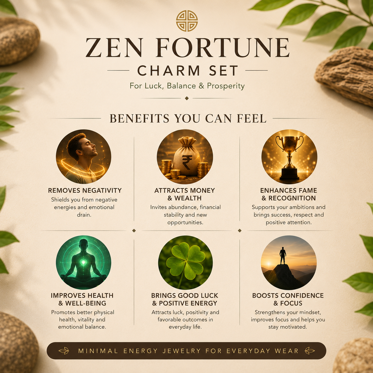 Zen Fortune Charm Set Bracelet + Neck Band | 30 DAYS MONEY BACK GURANTEE