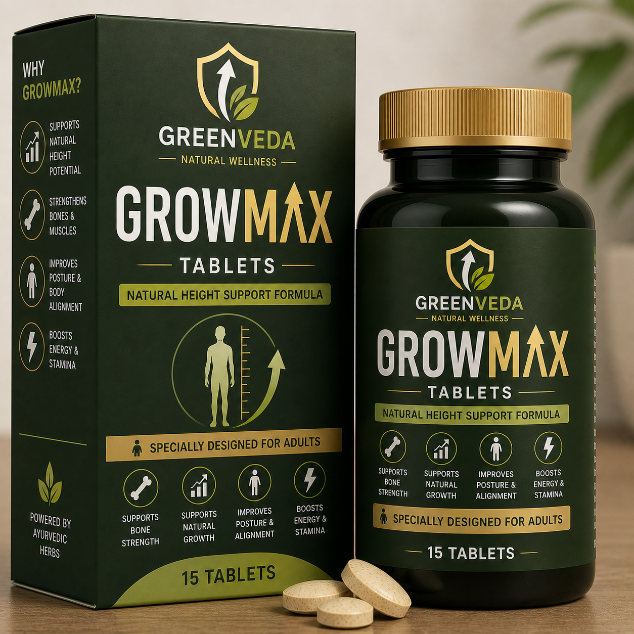 GrowMax Height Tablet + Drops (Pack of 2)| 30 Days Money Back Gurantee