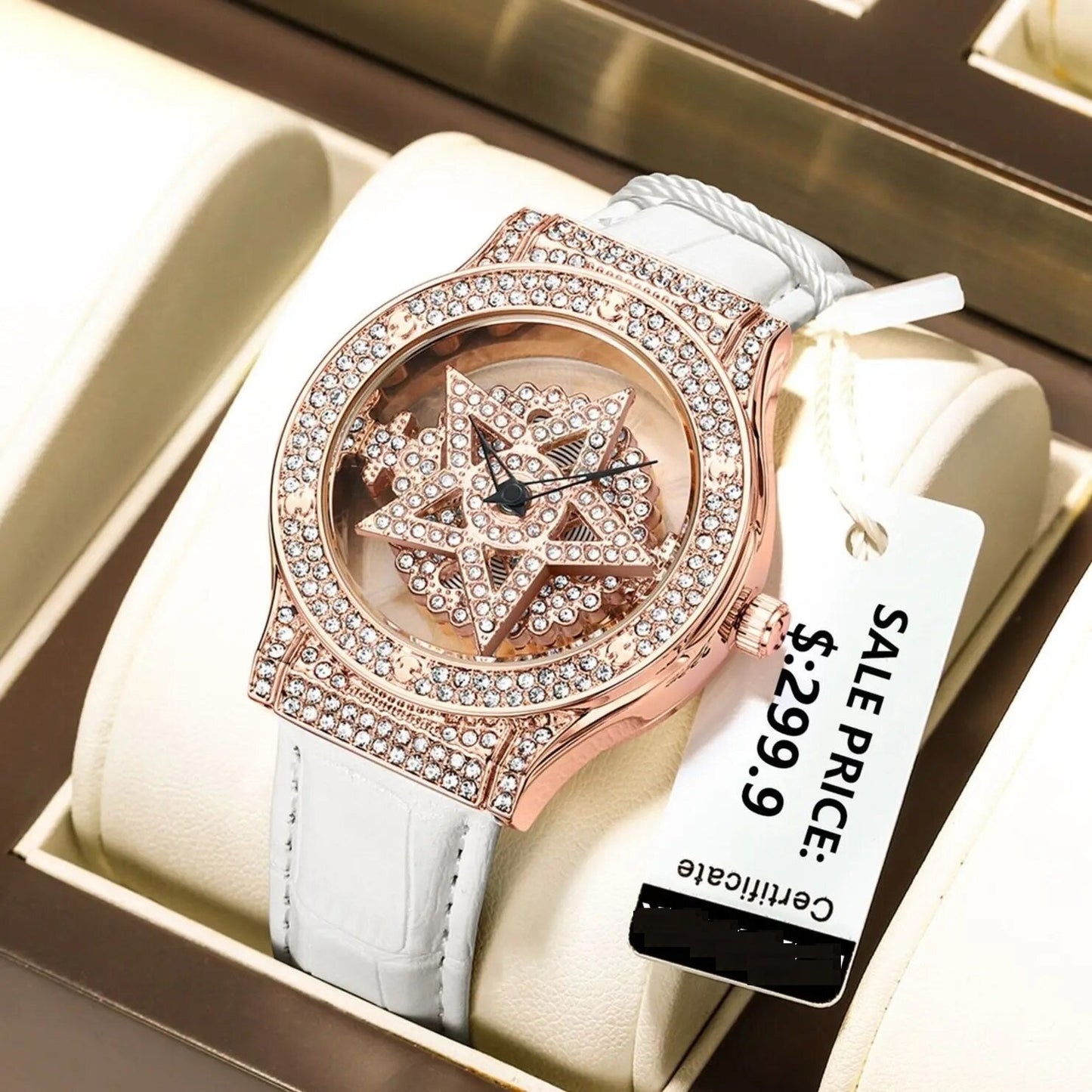 Diamond Pentacle Revolving Wrist Watch